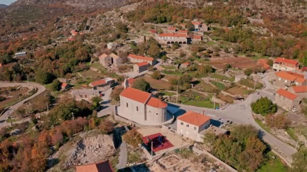 Aerial View Plateau Hinterland Konavle Village Stravac Wider Area Dubrovnik — Stock video