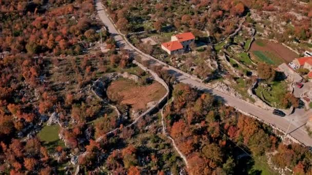 Aerial View Plateau Hinterland Konavle Village Stravac Wider Area Dubrovnik — Stock video