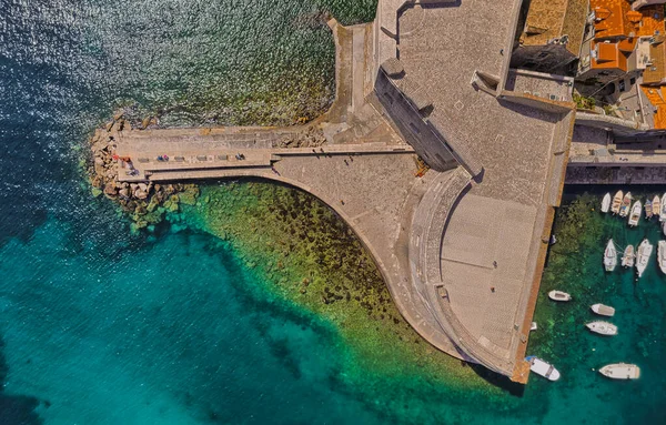Dubrovnik Croatia April 2022 Aerial Drone Shot Porporela Breakwater Front — Stock Photo, Image