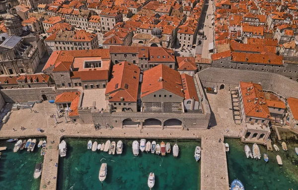 Dubrovnik Croatia April 2022 Old Town Harbor Aerial Panoramic View — Stok fotoğraf