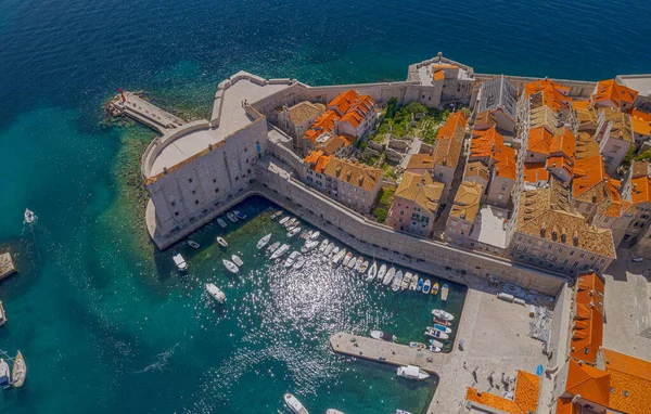 Dubrovnik Croatia April 2022 Aerial Drone Shot Porporela Breakwater Front — Foto Stock