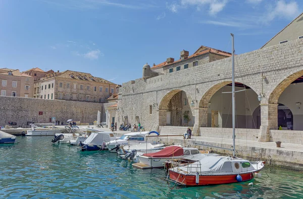 Dubrovnik Croatia April 2022 Old Town Harbor Atmosphere Local Small — Stock Photo, Image