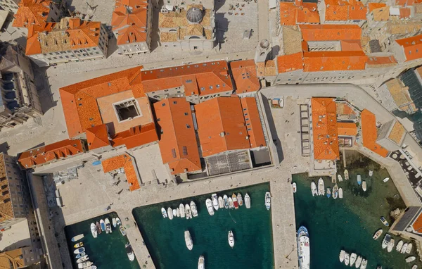 Dubrovnik Croatia April 2022 Old Town Harbor Aerial Panoramic View — 图库照片