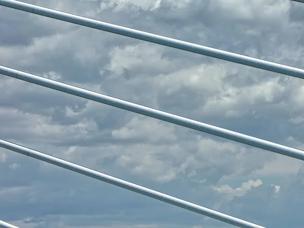 Aerial Detail Peljesac Bridge Cables Which Connects Mainland Peninsula Ston — Zdjęcie stockowe