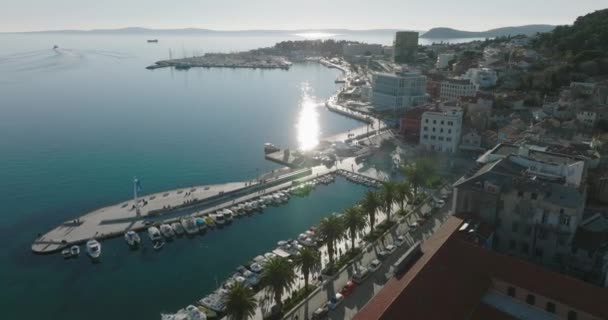 Split Croatia Stycznia 2022 Stary Port Miejski Nowa Przystań Zacumowanymi — Wideo stockowe