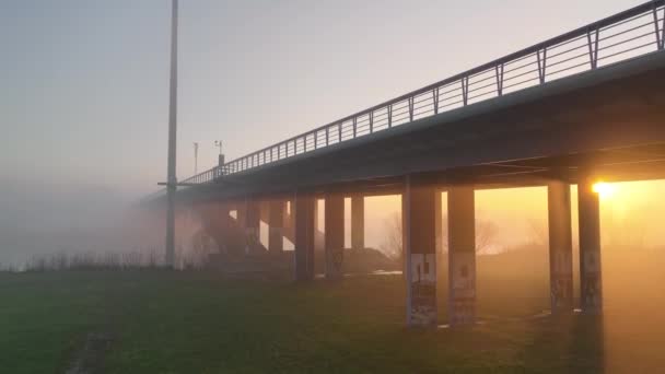 Zagreb Croacia Diciembre 2022 Vista Aérea Del Río Sava Puente — Vídeo de stock