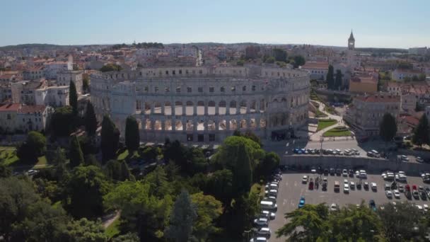 Pula Croacia Septiembre 2019 Sesión Aérea Arena Antiguo Anfiteatro Romano — Vídeo de stock