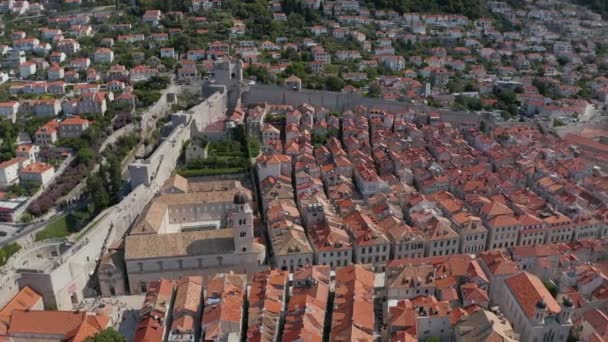 Panorama Dronów Lotniczych Starego Miasta Dubrownika Chorwacji Europa Main Street — Wideo stockowe