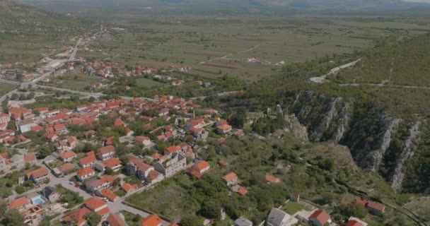 Zdjęcie Lotnicze Drnisa Małego Miasteczka Dalmacji Zagora Chorwacji — Wideo stockowe
