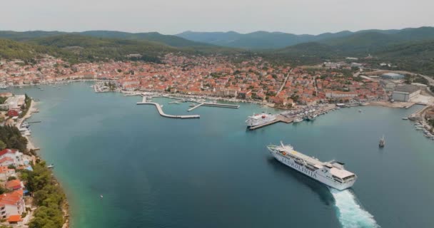 Vela Luka Croacia Agosto 2022 Vista Aérea Del Puerto Ciudad — Vídeo de stock