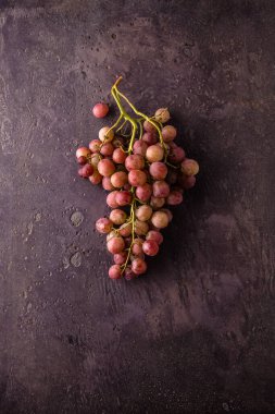 Gri arka planda taze üzümler. en üstteki görünüm. 