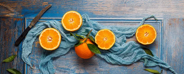 Свіжі Апельсинові Фрукти Сільському Тлі Копіювати Простір — стокове фото