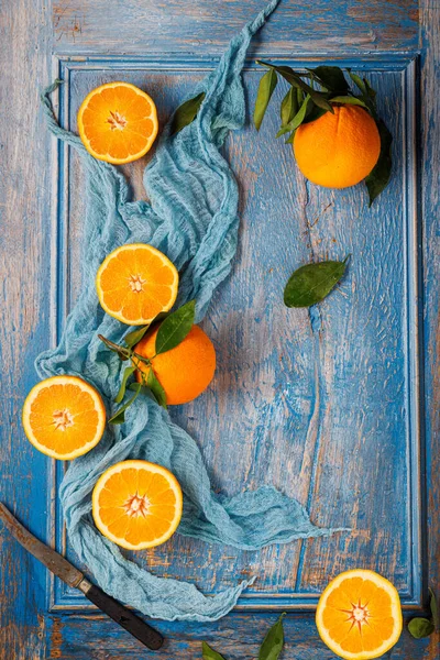 Свіжі Апельсинові Фрукти Сільському Тлі Копіювати Простір — стокове фото
