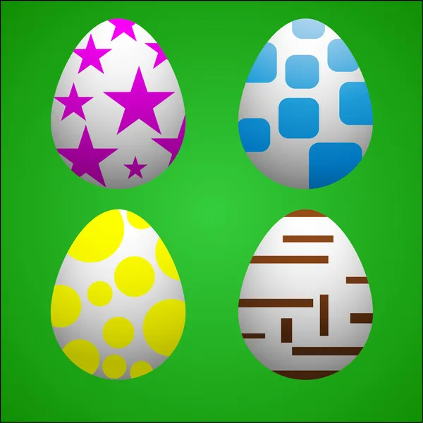 Easter eggs on a green background — Stock Vector