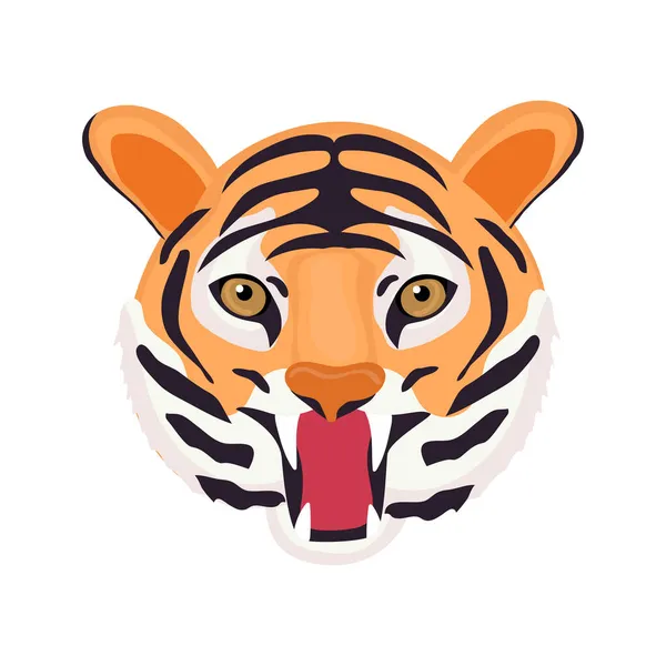 Tiger. The symbol of 2022. Japanese tiger. Animals. Vector illustration in a modern flat style. — Stock Vector