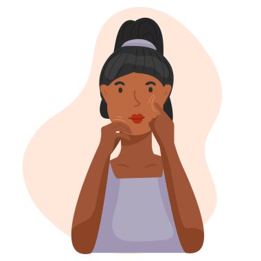 Genç bir kız cildine dikkat eder. Kozmetik. Günlük bakım. Tasarımın için.