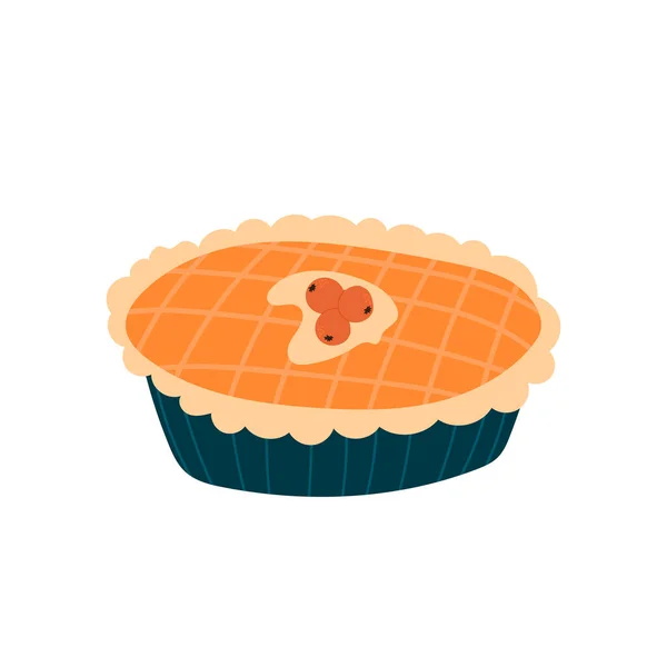 Pumpkin Pie Autumn Food Hot Baking Cute Vector Illustration Object — Image vectorielle