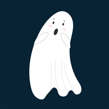 Cute and funny ghost. Halloween. All Saints Day. Cute character. Fright. vector object