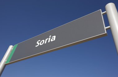 Signpost on a railway station clipart