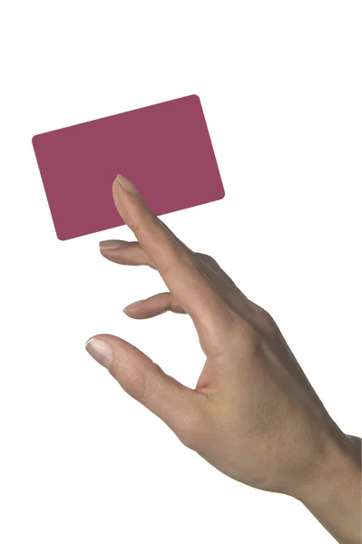 Vrouwelijke hand met credit card — Stockfoto