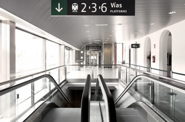 Escalator stairs on a railway station — Stock Photo, Image