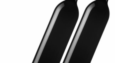 Two bottles of red wine detail