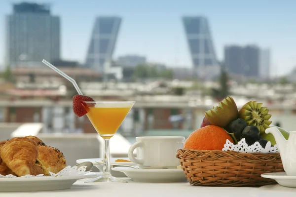 Breakfast in a terrace — Stock Photo, Image