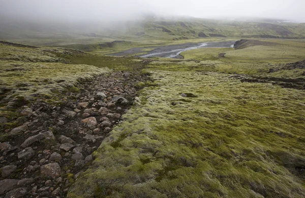 IJsland. Zuid-gebied. spleetvulkaan. vulkanische landschap. — Stockfoto