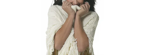 Young woman expressing cold — Stock Photo, Image