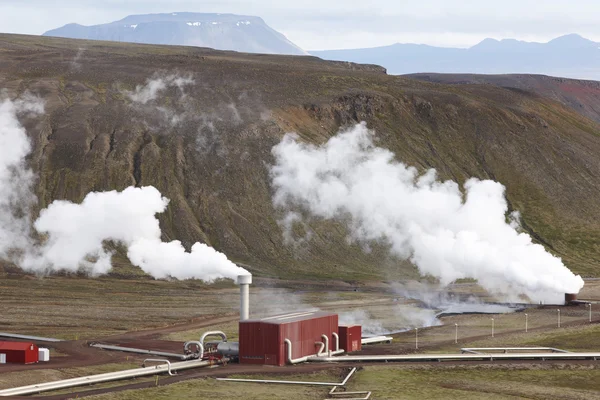 Iceland. Krafla. Landscape with geothermical plant. — Stock Photo, Image