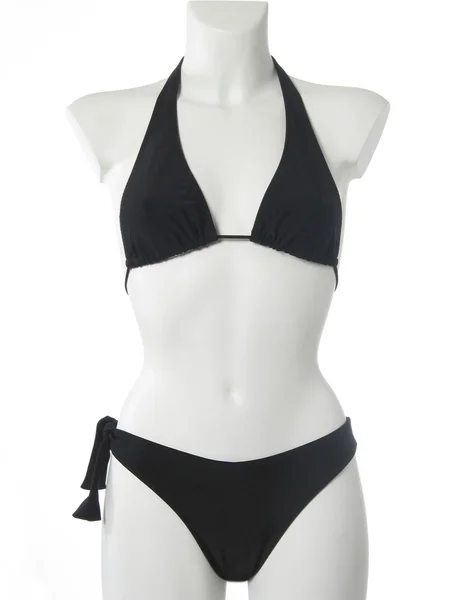 Manekýn s černým bikini izolovaných na bílém. přední. — Stock fotografie