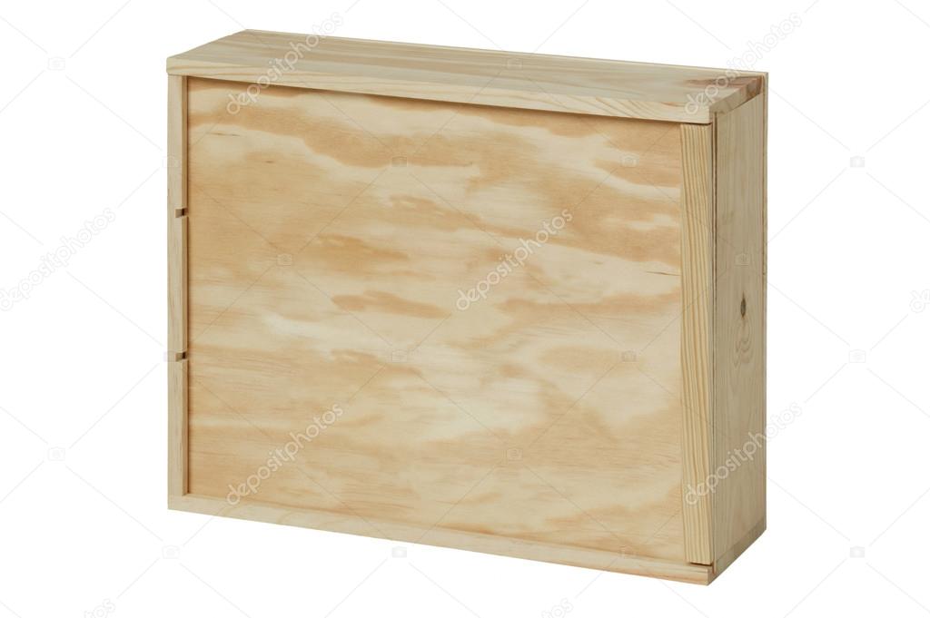 Wooden box for bottles of wine. White background