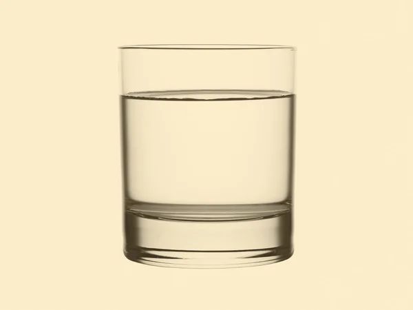 Vaso de agua aislado sobre blanco en tono sepia —  Fotos de Stock