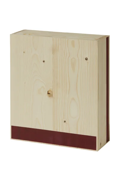 Caixa de madeira para vinhos isolados em branco — Fotografia de Stock