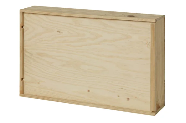 Dřevěný box pro vína izolovaných na bílém — Stock fotografie