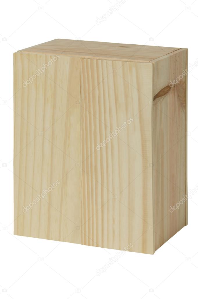 Wooden box for bottles of wine isolated on white