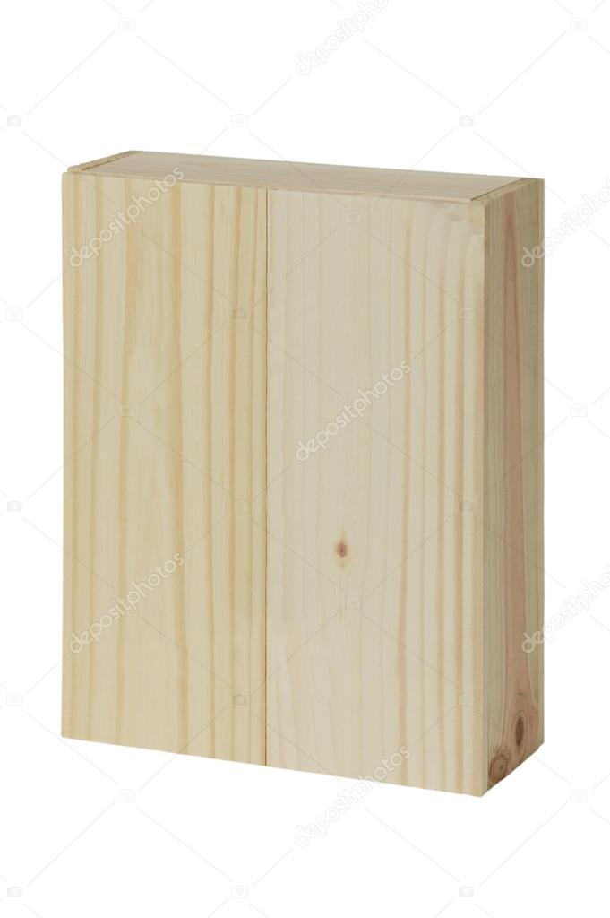 Wooden box for bottles of wine isolated on white