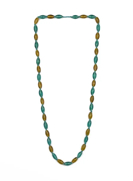 Female necklace with green and yellow pieces — Stock Photo, Image