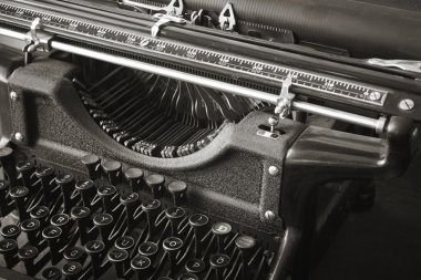 Original antique typewriter in black and white clipart