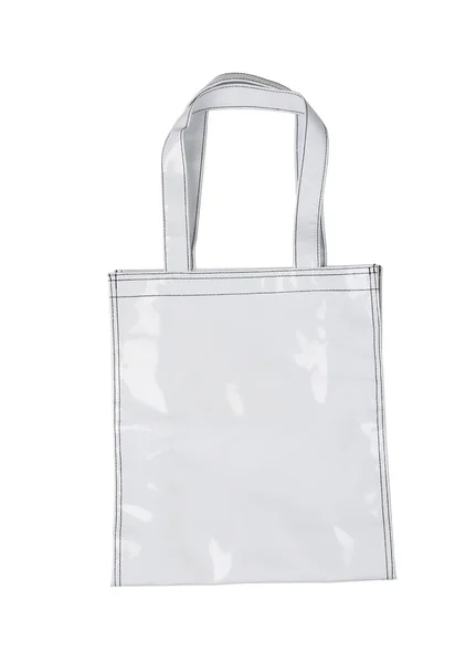 Bolsa feminina de plástico branco isolado no branco — Fotografia de Stock