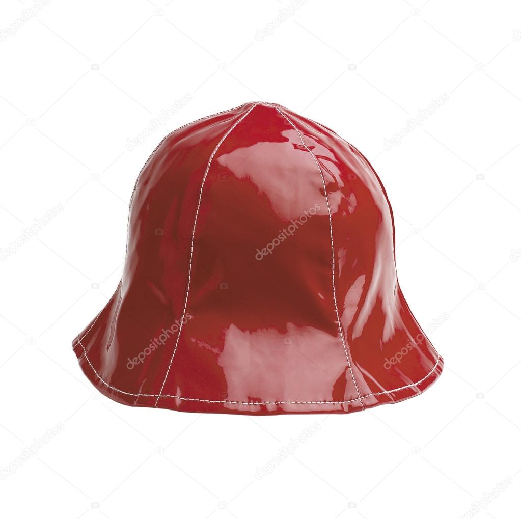 Red plastic female hat isolated on white