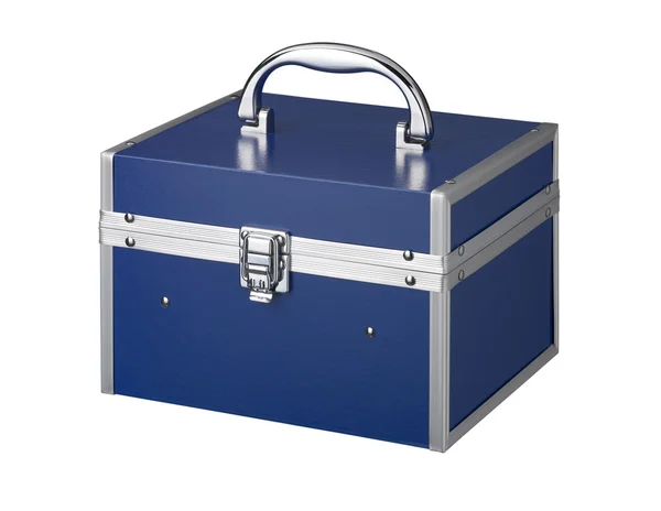 Piccola scatola blu isolata su bianco — Foto Stock