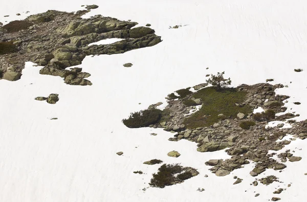 Landscape with rocks and snow on sunny day — Stock Photo, Image