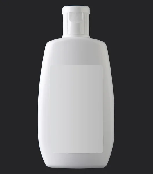 Witte plastic fles geïsoleerd op zwart — Stockfoto