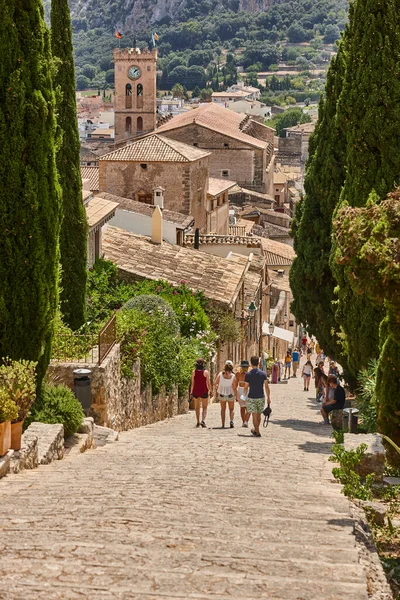 Malebné Kamenné Schody Pollense Kalvárie Tradiční Vesnice Mallorca Španělsko — Stock fotografie