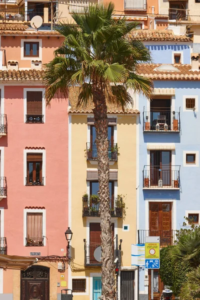 Pueblo Mediterráneo Tradicional Villajoyosa Fachadas Coloridas Alicante España —  Fotos de Stock