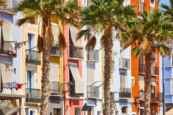 Aldeia Mediterrânea Tradicional Villajoyosa Fachadas Coloridas Alicante Espanha — Fotografia de Stock