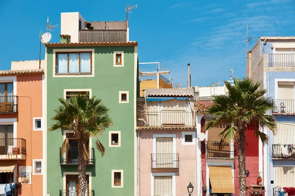 Pueblo Mediterráneo Tradicional Villajoyosa Fachadas Coloridas Alicante España —  Fotos de Stock