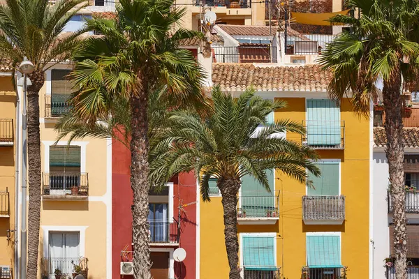 Традиционная Средиземноморская Деревня Villajoyosa Красочные Фасады Аликанте Испания — стоковое фото