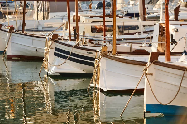 Barche Tradizionali Delle Baleari Llauti Porto Soller Maiorca Spagna — Foto Stock